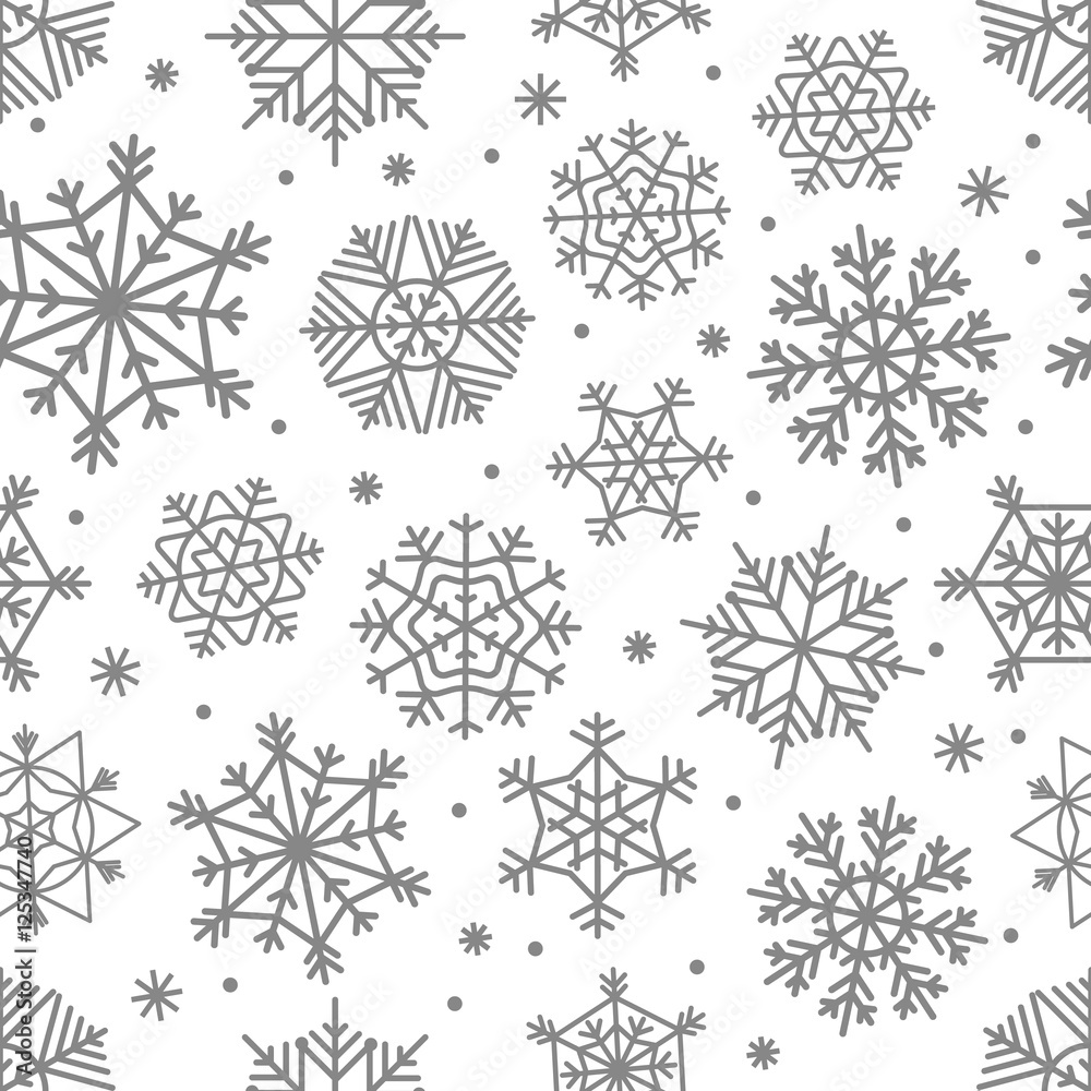 Poster different snowflakes set. abstract seamless background