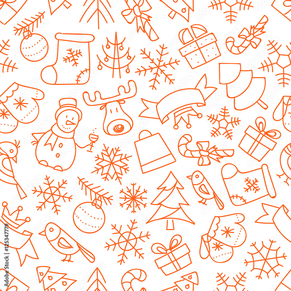 Poster christmas season vector seamless pattern. different elements col