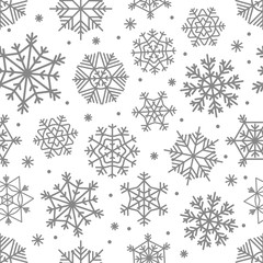 Different snowflakes set. Abstract seamless background