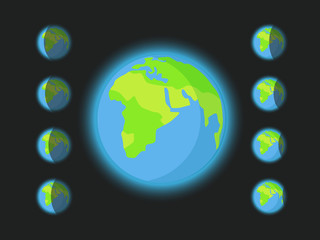 Different silhouettes of the Earth. Vector clip-art