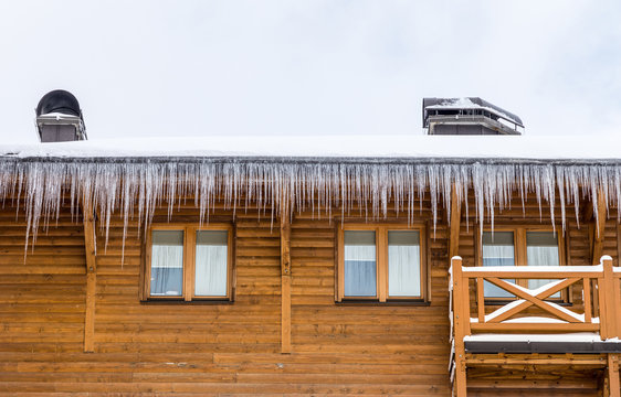 Wooden house with freezers