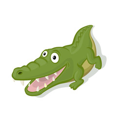 Funny cartoon crocodile vector illustration. Zoo reptile concept
