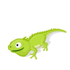 Funny cartoon chameleon vector illustration. Zoo reptile concept