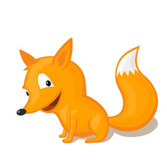 Fototapeta premium Funny cartoon fox vector illustration. Animal Zoo concept.