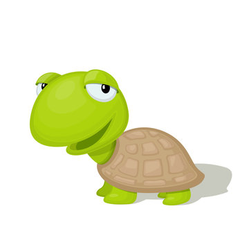 Funny cartoon turtle vector illustration. Animal Zoo concept