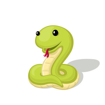 Funny cartoon snake vector illustration. Animal Zoo concept.