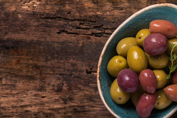 Bowl filled with fresh olives