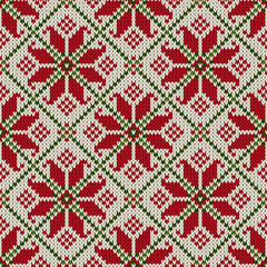 knitted seamless pattern with snowflakes