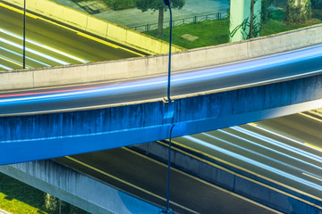 Aerial View of Shanghai overpass at Night in China.