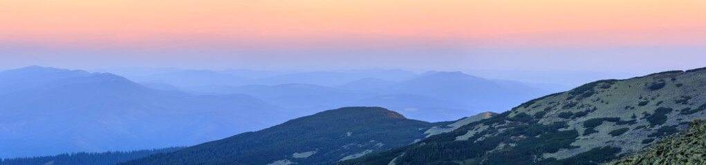 Summer sunrise mountain view (Carpathian, Ukraine).