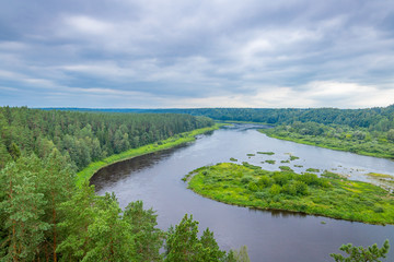 The Top View on Flood of the River and Forest