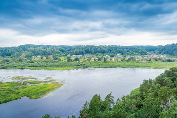 Amazing Aerial View of Forest and River in Summer