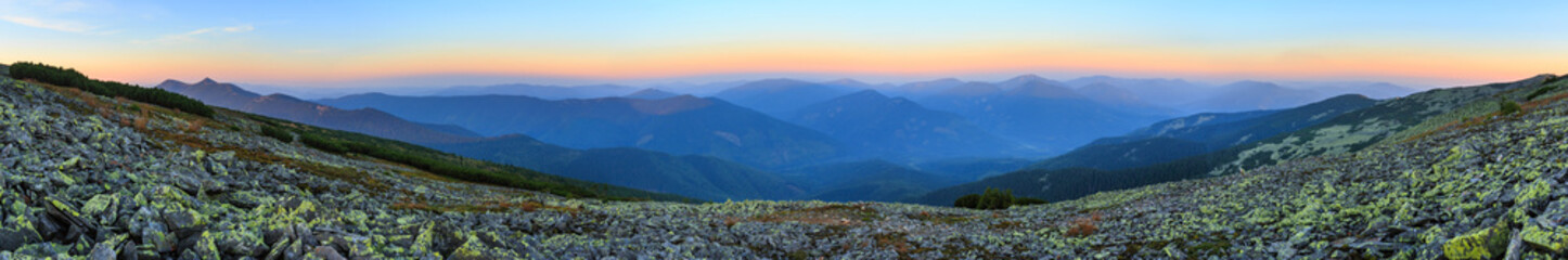 Fototapeta na wymiar Summer sunrise mountain panorama (Carpathian, Ukraine).