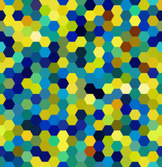 Abstract seamless background consisting of hexagons. Geometric design for business presentations or web template banner flyer. Vector illustration. Yellow, green, blue colors