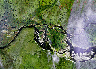 Ob river  from Landsat satellite. Elements of this image furnished by NASA - obrazy, fototapety, plakaty