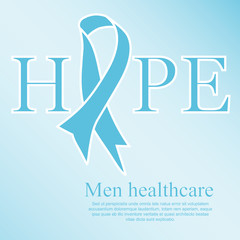Awareness Blue Ribbon. World Prostate Cancer Day concept. Vector Illustration. Men healthcare concept