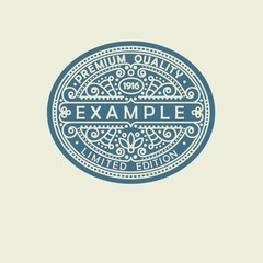 Beautiful floral Oval emblem, badge, monogram, for template logo in the style of Nouveau art