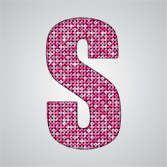 Pink sequins sings. Sequins alphabet. Eps 10. 