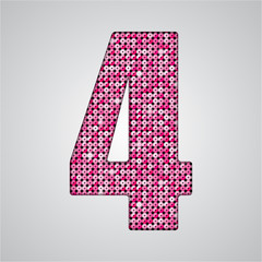 Pink sequins sings. Sequins alphabet. Eps 10. 