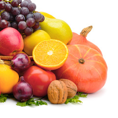 fruits and vegetables isolated on a white background
