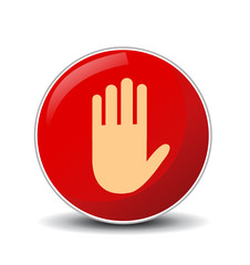 No entry hand sign on white background