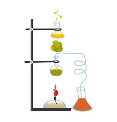 Chemical instruments and equipment. The chemical process of heating a liquid. Vector