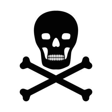 silhouette with skull and bones vector illustration