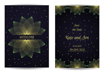 Beautiful bright wedding card and the invitation to the ceremony. Vector