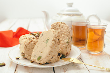  traditional eastern desserts on wooden background