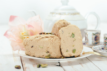  traditional eastern desserts on wooden background
