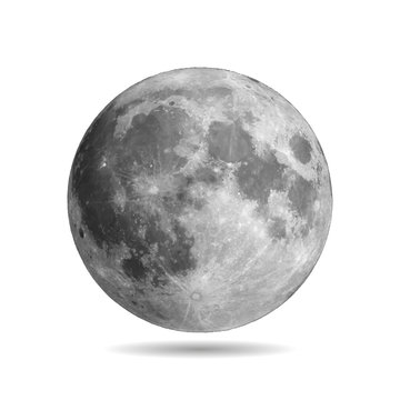 Realistic full moon with shadow vector eps10. Vector illustration. Elements of this vector furnished by NASA