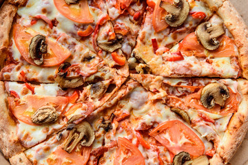 Closeup view of italian pizza