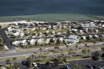 Pensacola Beach Florida USA - October 2016 - Overview of a RV seaside park