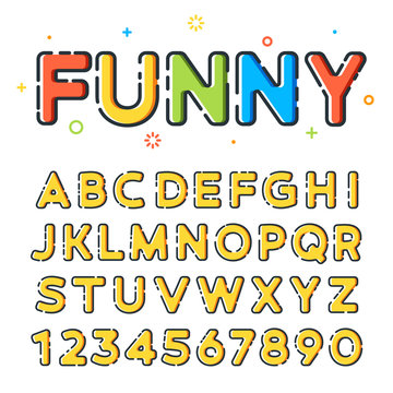 Funny trendy vector font in line-art style with fill.