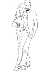 The contour hugging couple. Social dance.