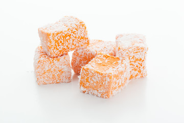 Tasty Turkish delight isolated on white