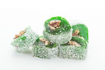 Tasty Turkish delight isolated on white