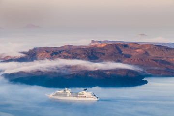 View on volcano, Santorini island, Greece