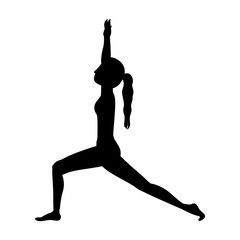 silhouette yoga high lunge crescent vector illustration