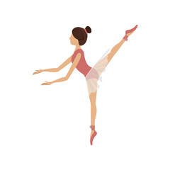 colorful dancer pose fifth arabesque vector illustration