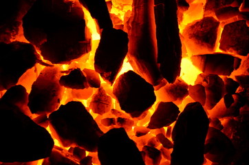 Background from the burning of coal, anthracite brand of medium size.