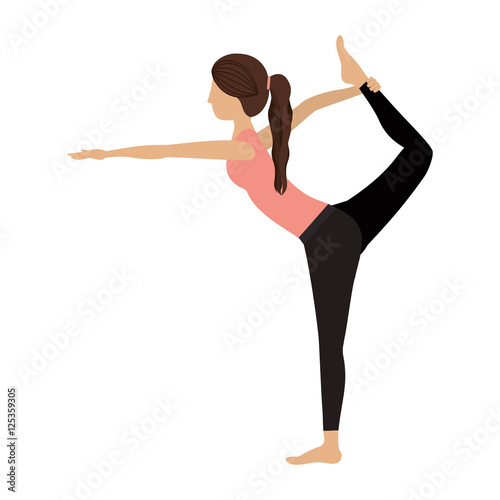"colorful yoga woman lord of the dance pose two vector illustration