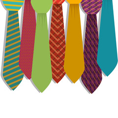 Multiple ties in various colors with figures vector illustration