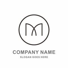 Monogram Letter M Geometric Outline Circle Business Company Stock Vector Logo Design Template