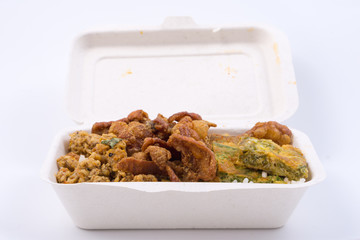 Thai food in plant fiber food box