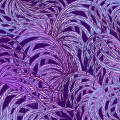 leaves, feathers, on a purple background, design elements.