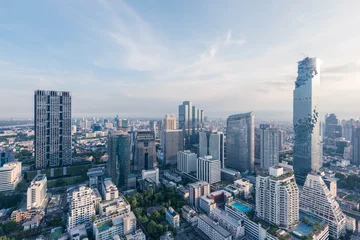 Fototapete Rund Cityscape Bangkok modern office buildings, condominium in Bangko © stnazkul