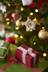 Fototapeta na wymiar Presents under the Christmas tree