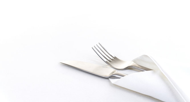 Messer und Gabel in Serviette eingeh&uuml;llt, Panorama