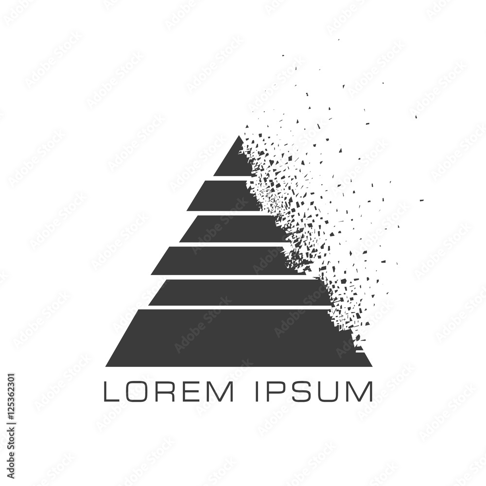 Poster triangle vector logo concept with debris on white background